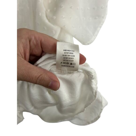 Mi Ami‎ White Peasant Blouse L Swiss Dot Sheer Boho Cottagecore Romantic Top - Picture 3 of 6